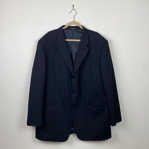 Albert Nipon | Men's Wool Pinstripe Square Black Three Button Blazer XL50